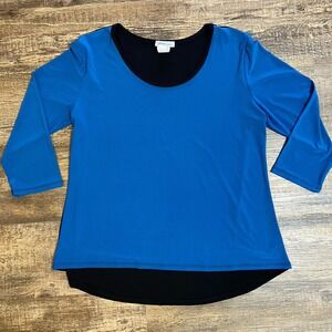Forever Jade Y2K Colorblock Top XL Teal/Black Clean Girl Office Core Stretch